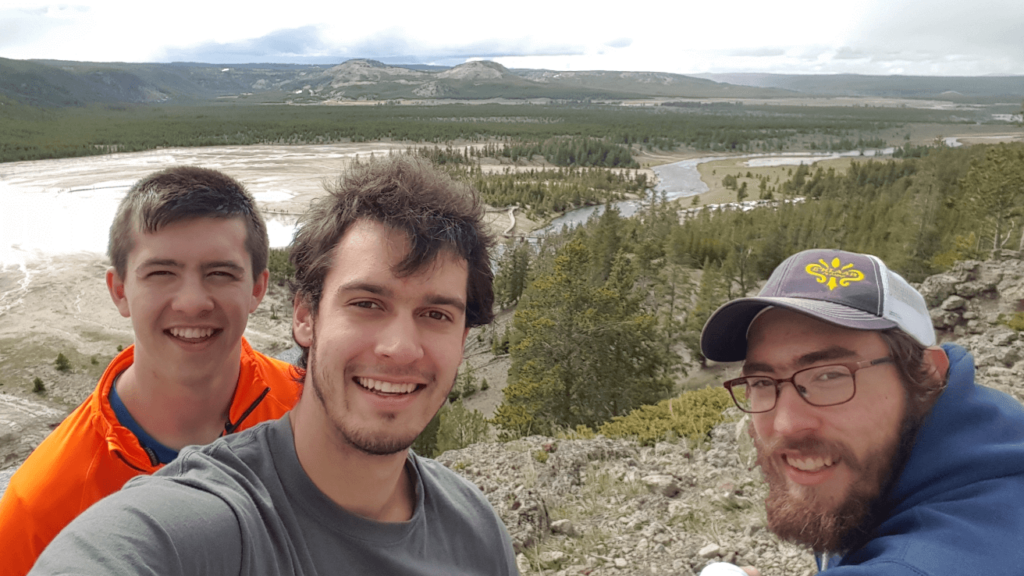 selfie with grand prismatic behind us