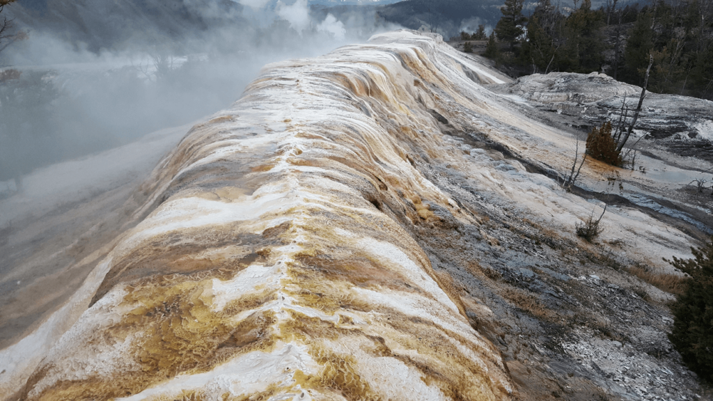 ridge of active hot spring deposits