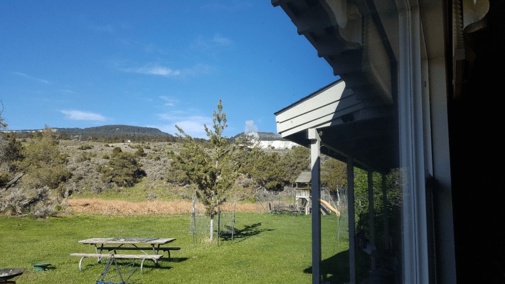 view of mammoth hot springs from park service housing