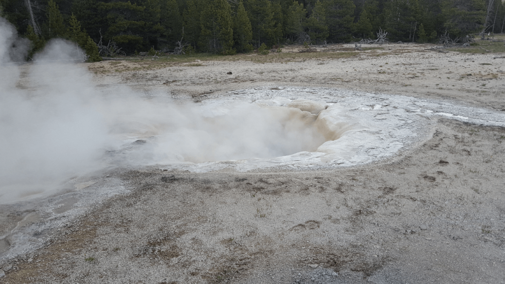 yellowstone steaming hot spring