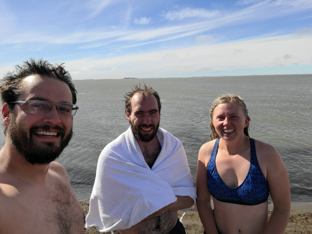 Robert, Mike, and Delaney post Arctic Ocean dunk