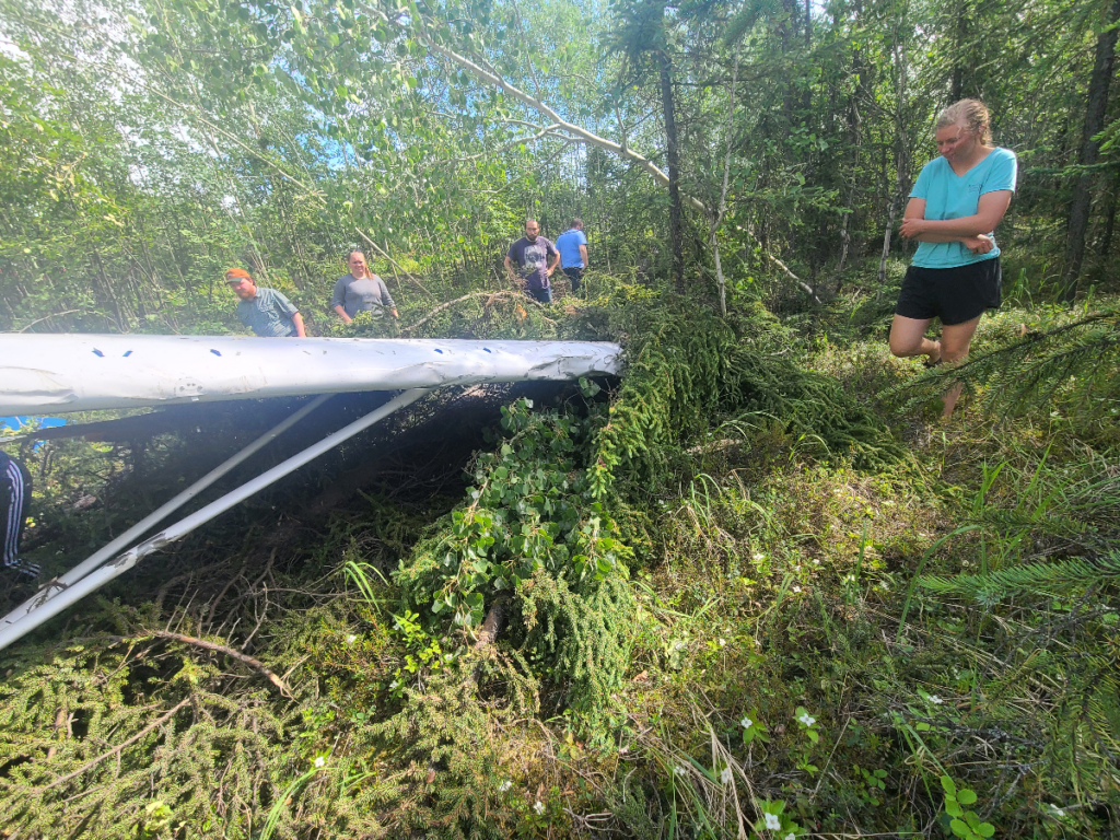 The crew investigating the plane crash
