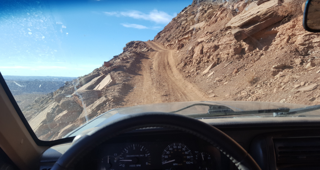 driving up hill on shelf road