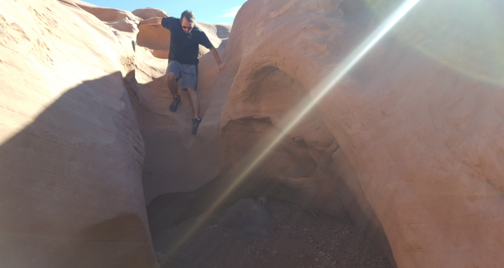 descending a small slot canyon