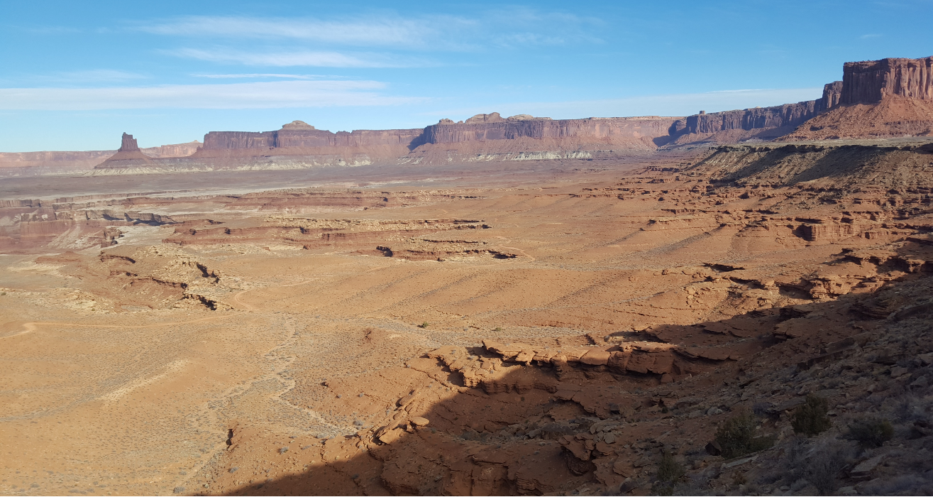 looking west over desert landscape