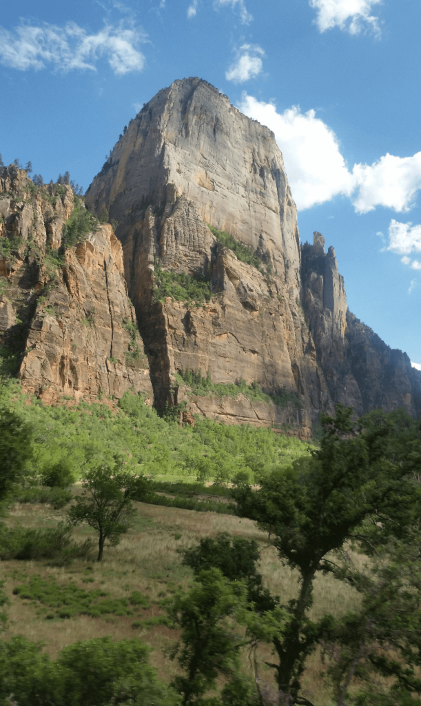 gigantic white sandstone mountain with very vertical walls