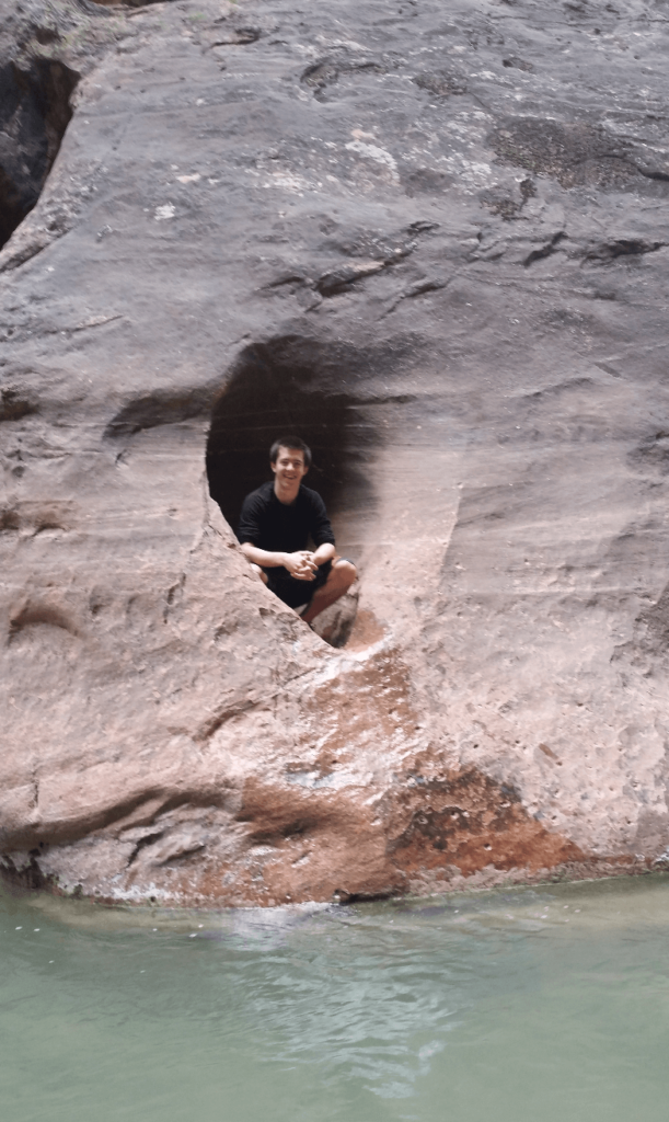 joseph in a sandstone alcove above water