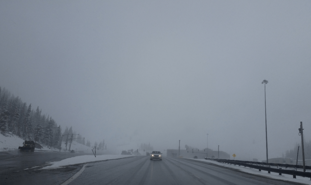 driving into a snowstorm on i70 in colorado